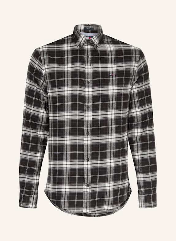 TOMMY JEANS Flanellhemd Regular Fit SCHWARZ/ DUNKELGRAU/ DUNKELLILA