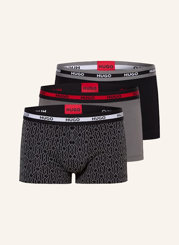 HUGO 3er-Pack Boxershorts SCHWARZ/ GRAU