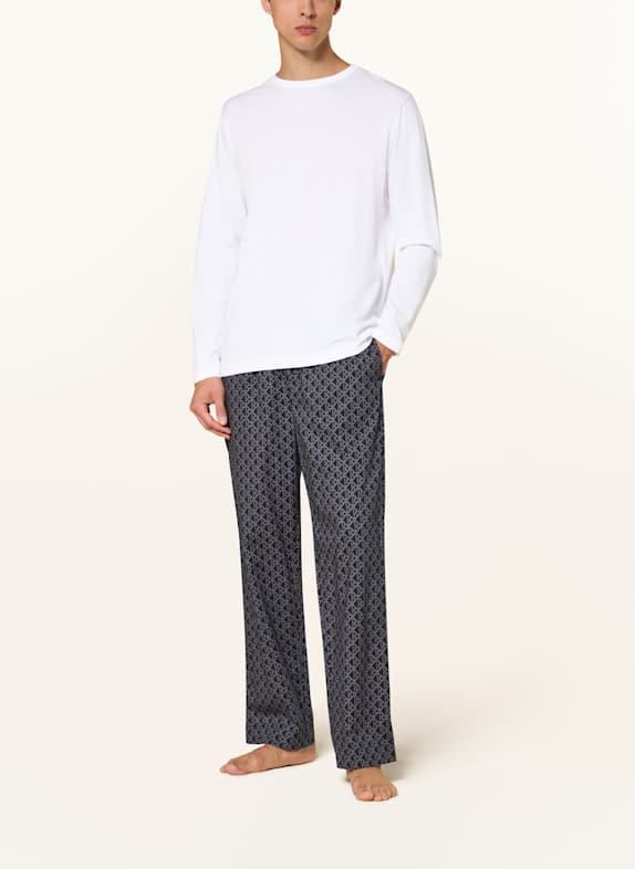 Calvin Klein Pyjama COTTON POPLIN WIT / DONKERBLAUW / TAUPE