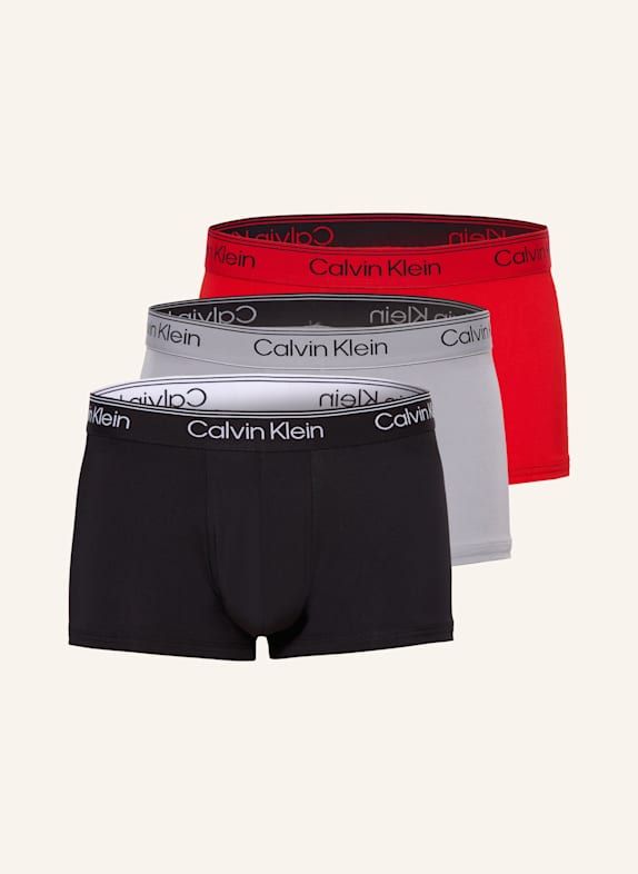 Calvin Klein 3er-Pack Boxershorts MICROFIBER STRETCH SCHWARZ/ ROT/ HELLGRAU