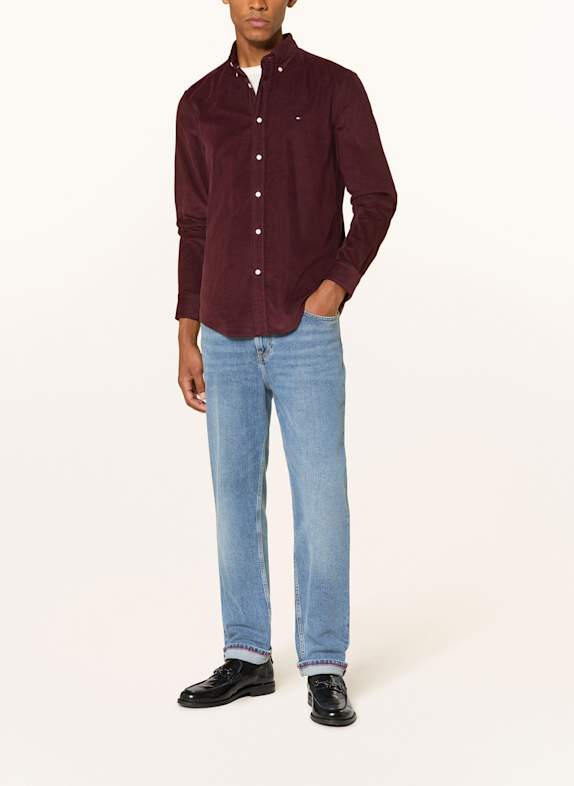 TOMMY HILFIGER Koszula sztruksowa regular fit CIEMNOCZERWONY