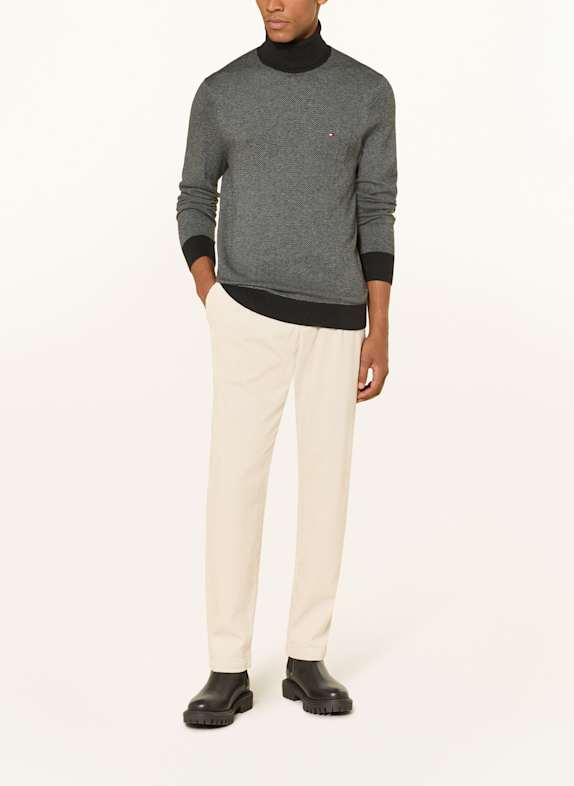 TOMMY HILFIGER pulover cu guler rulat GRI / NEGRU