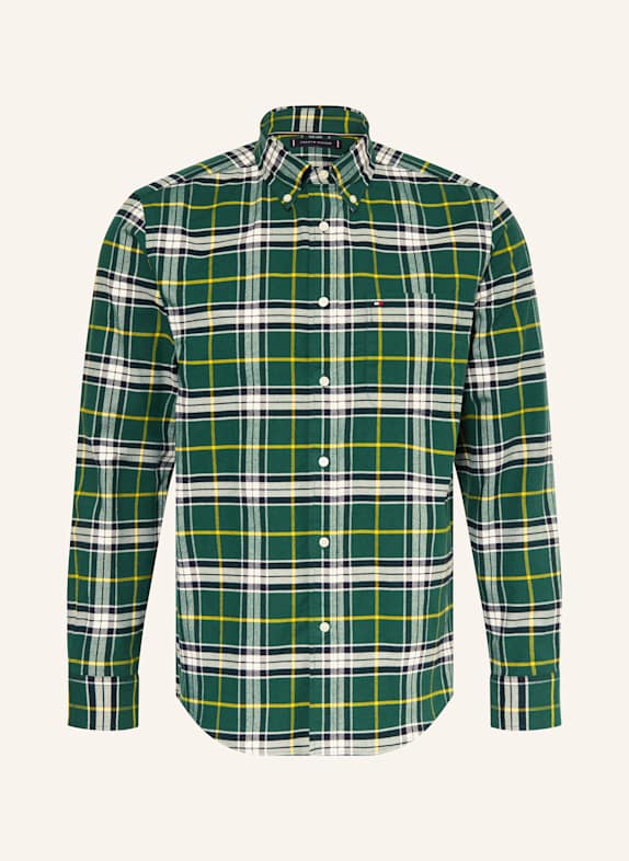TOMMY HILFIGER Oxfordhemd Regular Fit GRÜN / SCHWARZ / GELB