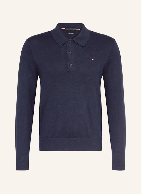TOMMY HILFIGER Strick-Poloshirt DUNKELBLAU