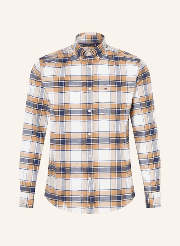 TOMMY HILFIGER Flanellhemd Regular Fit CREME / DUNKELBLAU / HELLBRAUN