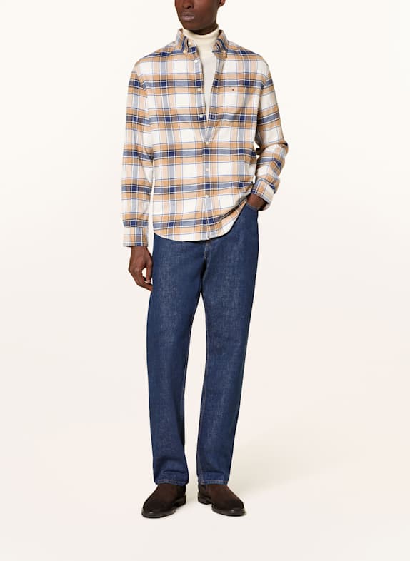 TOMMY HILFIGER Flanellskjorte Regular Fit CREME / MØRKEBLÅ / LYSEBRUN