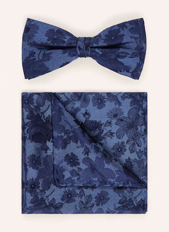 OLYMP Ensemble : nœud papillon et pochette BLEU FONCÉ