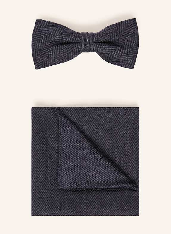 OLYMP Ensemble : nœud papillon et pochette BLEU FONCÉ