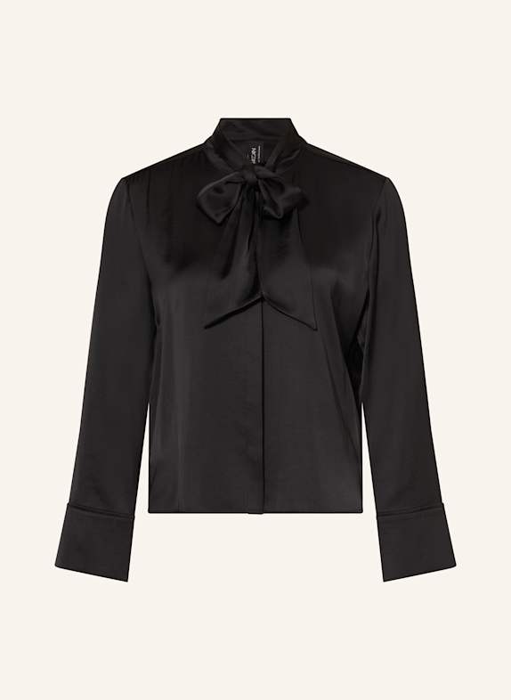 MARC CAIN Satinbluse mit abnehmbarer Schluppe SCHWARZ