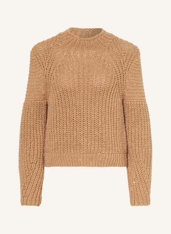 MARC CAIN Pullover mit Pailletten 623 light brown