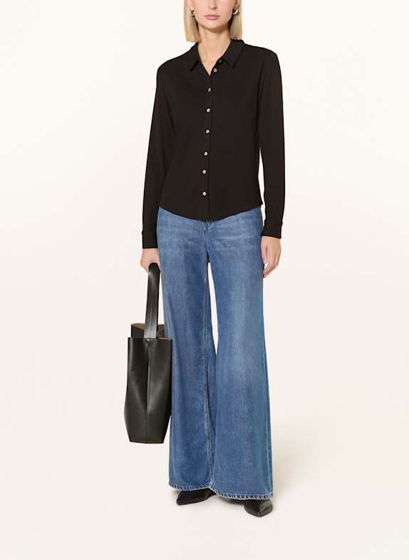 s.Oliver BLACK LABEL Overhemdblouse van jersey ZWART