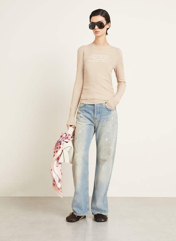 Acne Studios Set: longsleeve en top LICHTBRUIN / WIT