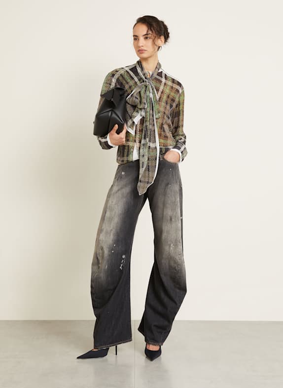 Acne Studios Chemisier en soie MARRON / VERT / MARRON FONCÉ