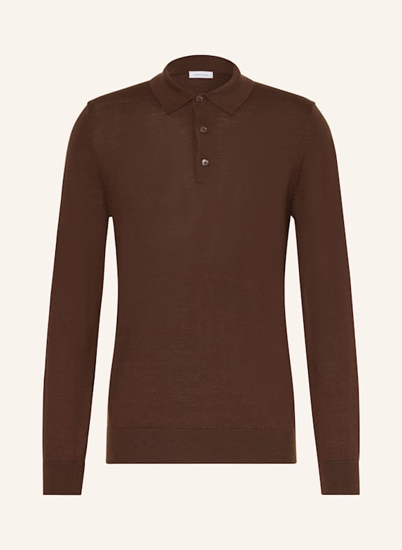 seidensticker Strick-Poloshirt aus Merinowolle DUNKELBRAUN