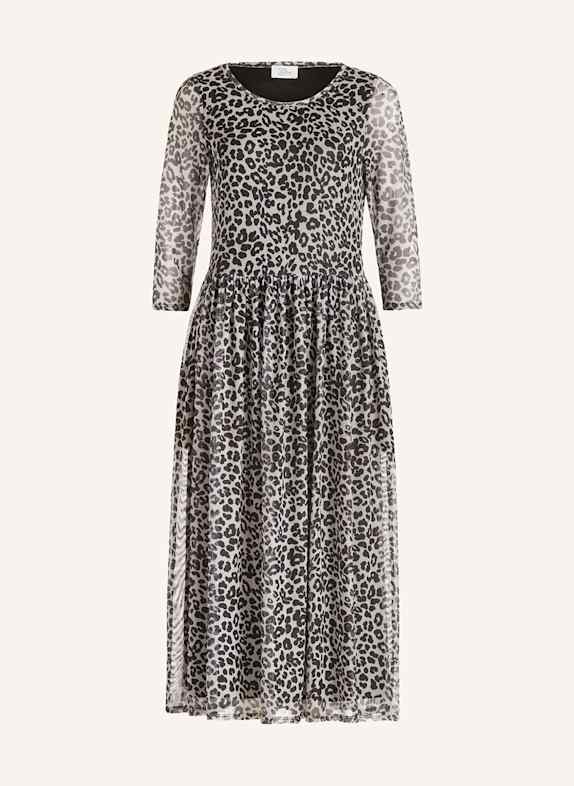 ROBE LÉGÈRE Sukienka z siateczki z rękawem 3/4 SZARY/ CZARNY