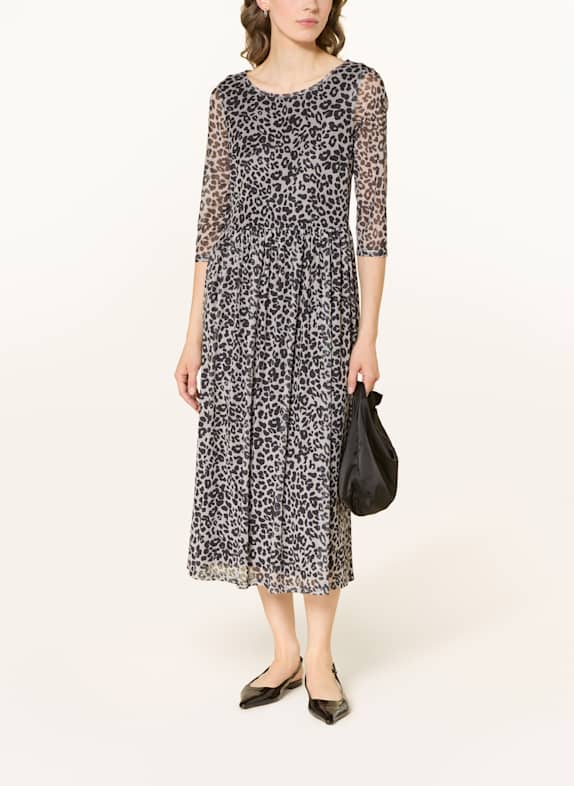 ROBE LÉGÈRE Mesh-Kleid mit 3/4-Arm GRAU/ SCHWARZ