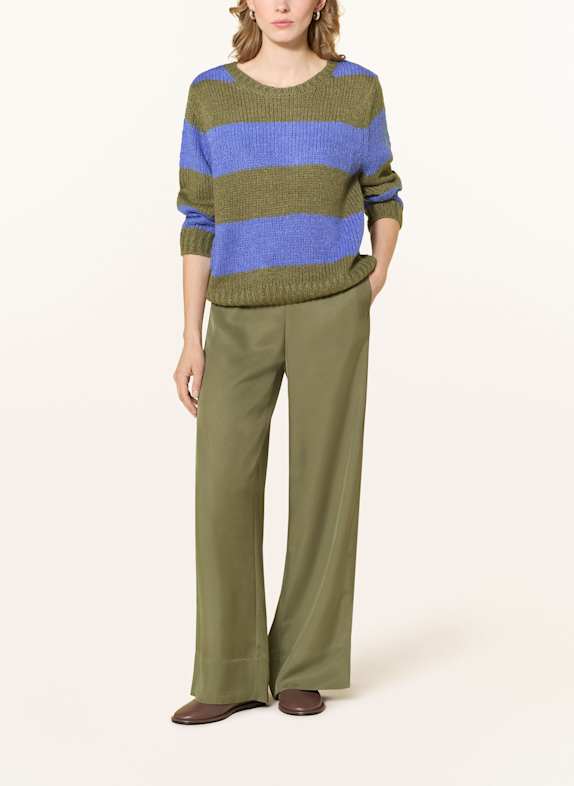 oui Pullover mit 3/4-Arm OLIV / BLAU