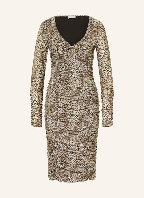 LIU JO Robe fourreau en jersey avec fil pailleté BEIGE/ MARRON CLAIR/ MARRON FONCÉ