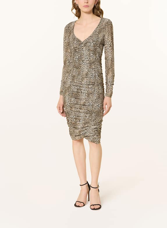 LIU JO Etuikleid aus Jersey mit Glitzergarn BEIGE/ HELLBRAUN/ DUNKELBRAUN