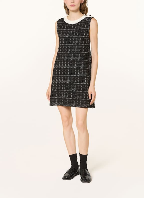 LIU JO Bouclé-Kleid mit Glitzergarn und Schmucksteinen SCHWARZ/ CREME/ SILBER