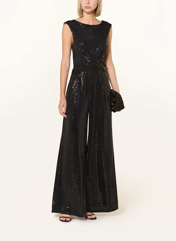 Vera Mont Jersey-Jumpsuit mit Pailletten SCHWARZ