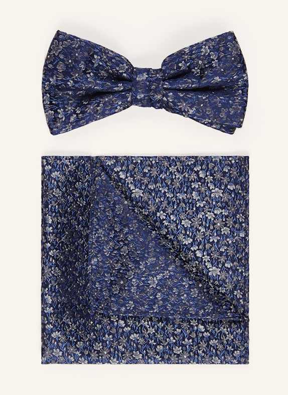 PAUL Set: Bow tie and pocket square DARK BLUE / GRAY