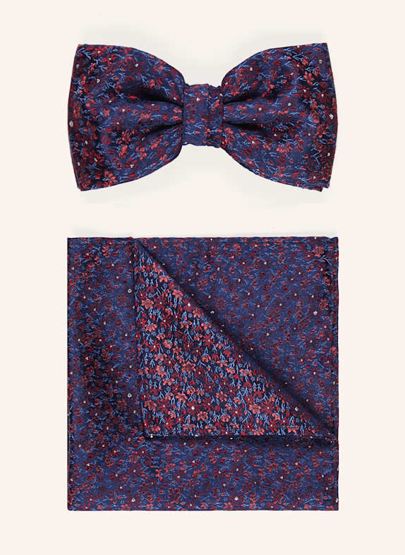 PAUL Set: Bow tie and pocket square DARK RED / BLUE / DUSKY PINK
