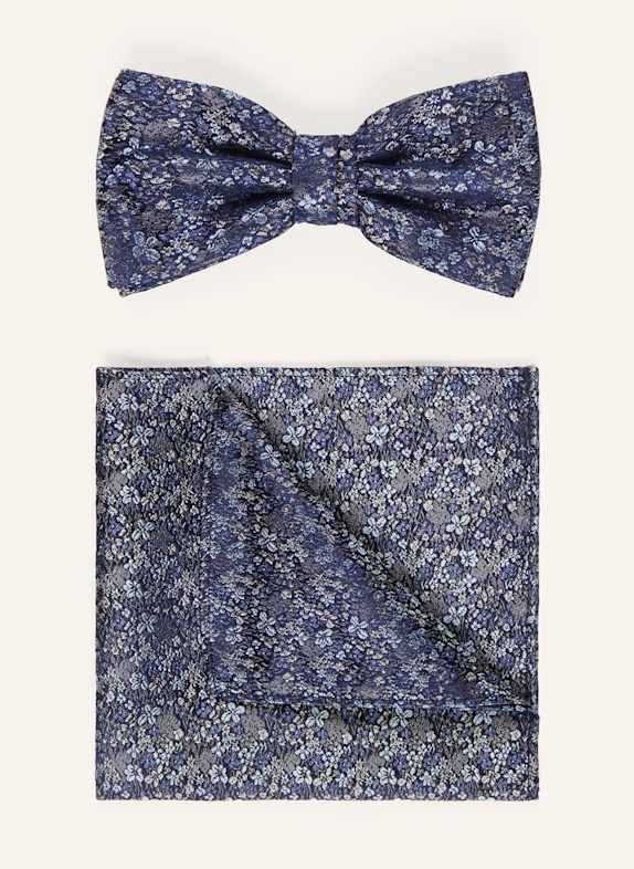 PAUL Set: Bow tie and pocket square DARK BLUE / LIGHT BLUE / TAUPE