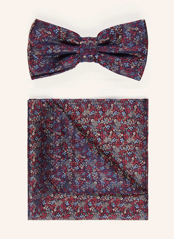PAUL Set: Bow tie and pocket square BLUE / RED