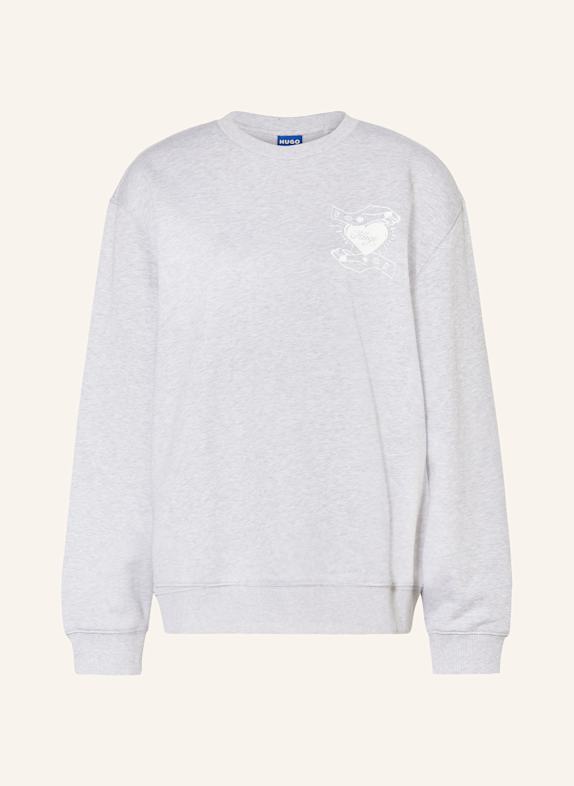 HUGO BLUE Oversized-Sweatshirt CREW HELLGRAU/ WEISS