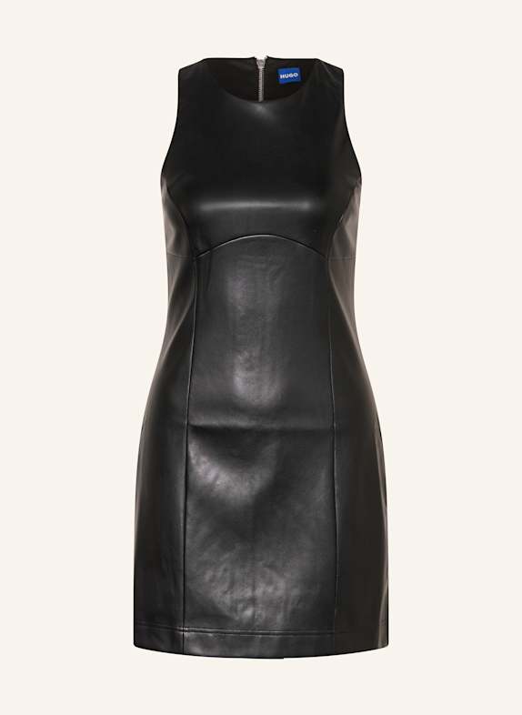 HUGO Kleid KOEKLUS in Lederoptik SCHWARZ