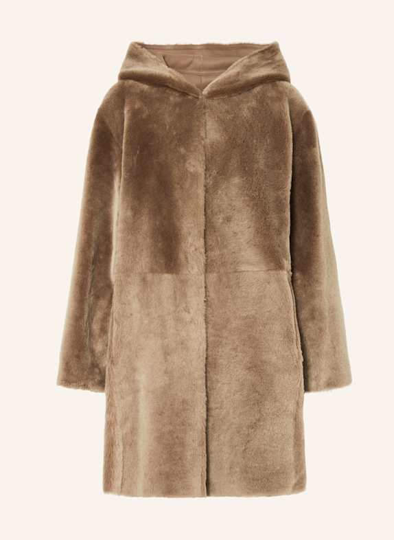 manzoni 24 Płaszcz skórzany dwustronny JASNOBRĄZOWY