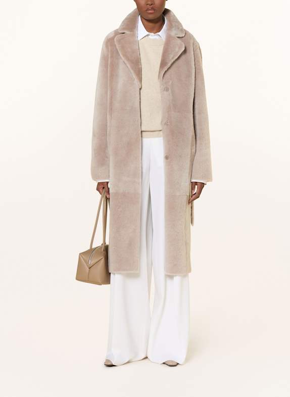 manzoni 24 Ledermantel zum Wenden TAUPE