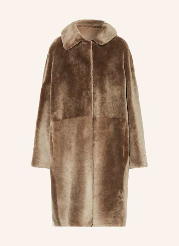 manzoni 24 Płaszcz skórzany dwustronny CAMELOWY