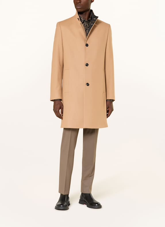 HUGO Vlněný kabát MINTRAX BÉŽOVÁ