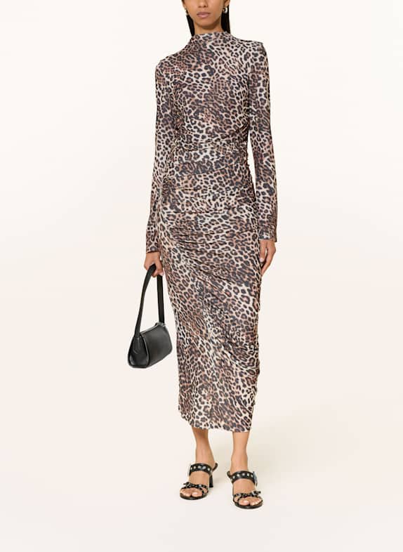 HUGO Mesh-Kleid NARDONNAY SCHWARZ / BRAUN / HELLBRAUN