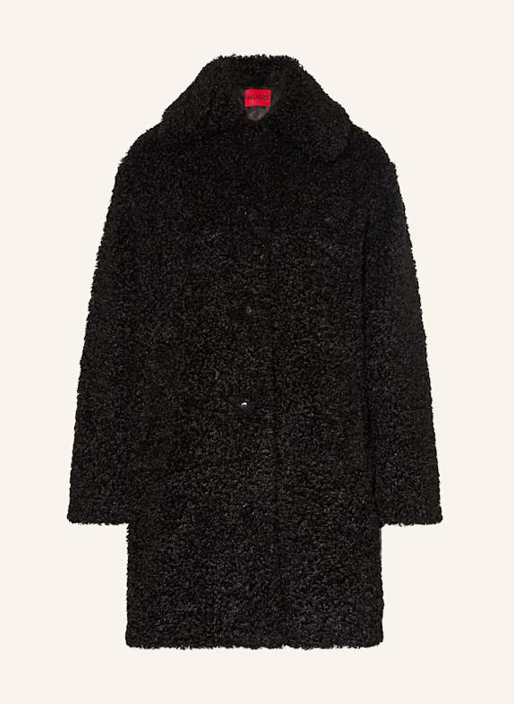 HUGO Teddyfell-Mantel MIMINA-1 SCHWARZ