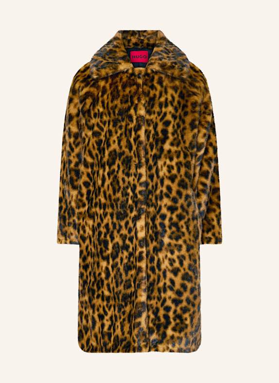 HUGO Kunstpelz-Mantel MAFELDA CAMEL / SCHWARZ