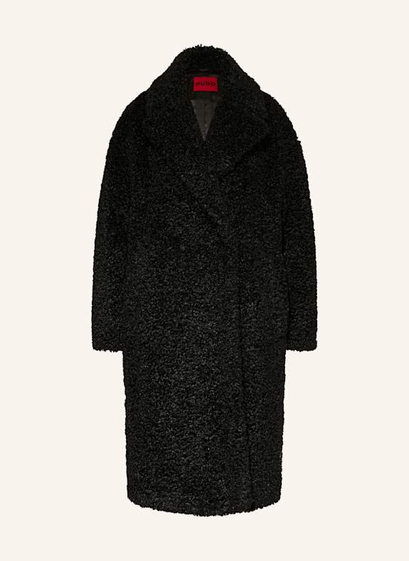 HUGO Teddyfell-Mantel MALITE SCHWARZ