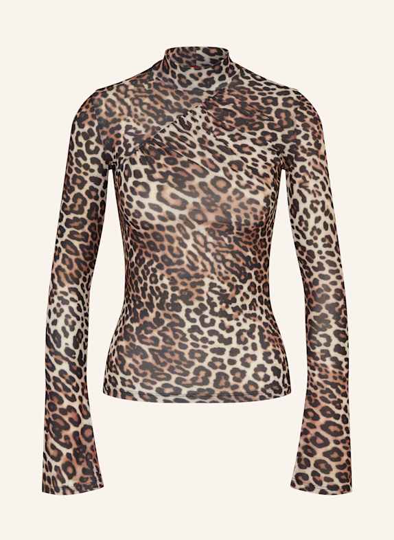 HUGO Longsleeve DARDONNAY aus Mesh HELLBRAUN/ BRAUN/ SCHWARZ