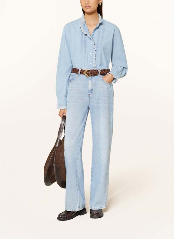 POLO RALPH LAUREN Blouse met ruches LICHTBLAUW