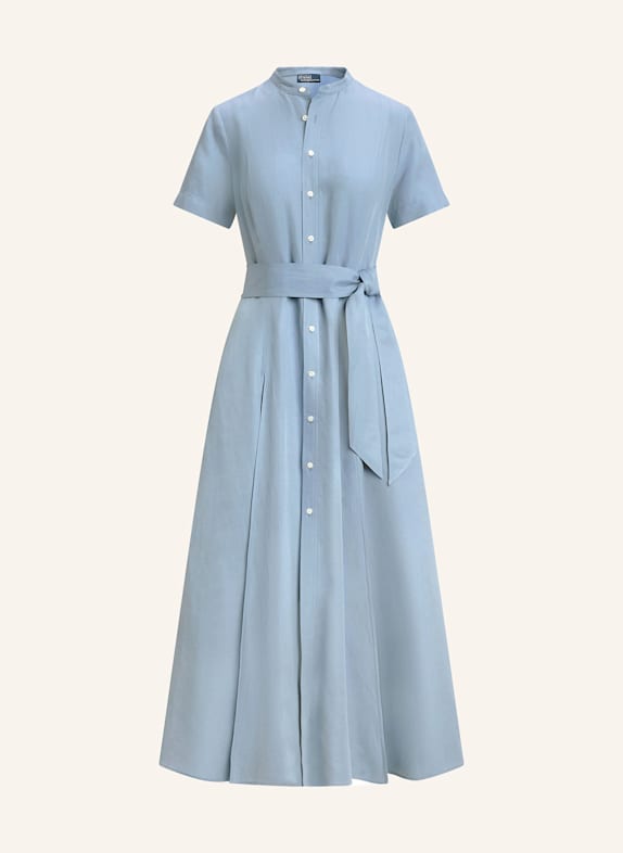 POLO RALPH LAUREN Kleid mit Seide und Leinen HELLBLAU