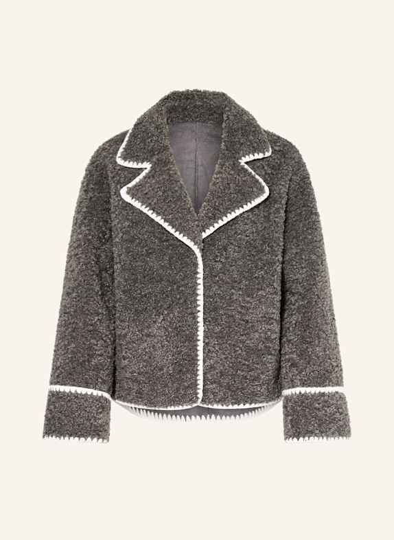 MRS & HUGS Veste en fourrure synthétique GRIS FONCÉ