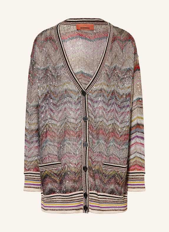 MISSONI Kardigan z błyszczącą przędzą i cekinami LILA / CZERWONY / CZARNY