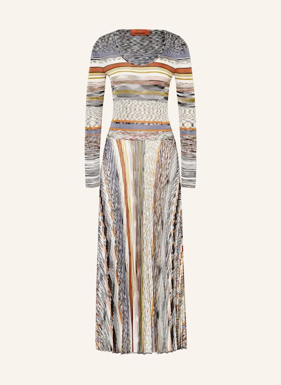 MISSONI Kleid mit Plissees GRAU / CAMEL / ECRU