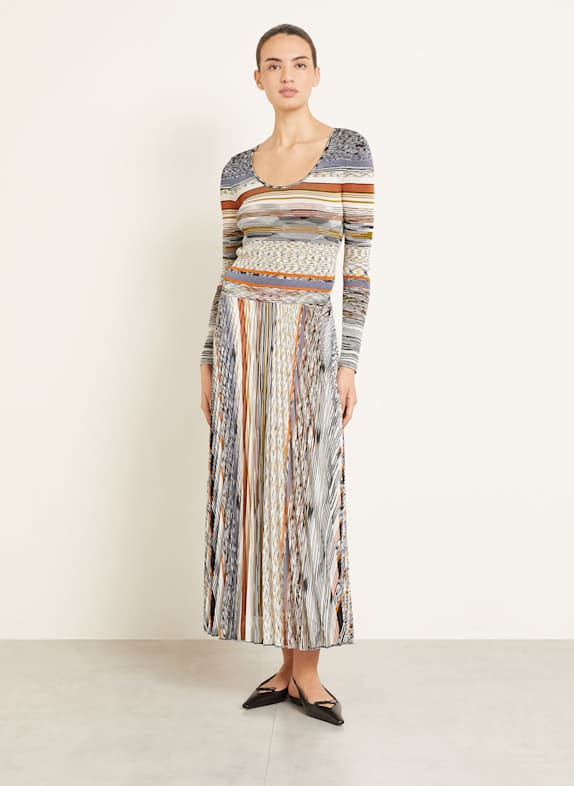 MISSONI Kleid mit Plissees GRAU / CAMEL / ECRU