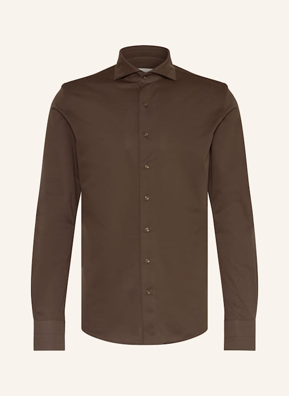 PROFUOMO Koszula slim fit CIEMNOBRĄZOWY