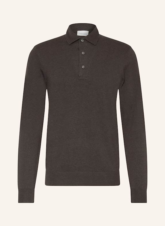 PROFUOMO Koszulka polo z dzianiny CIEMNOBRĄZOWY