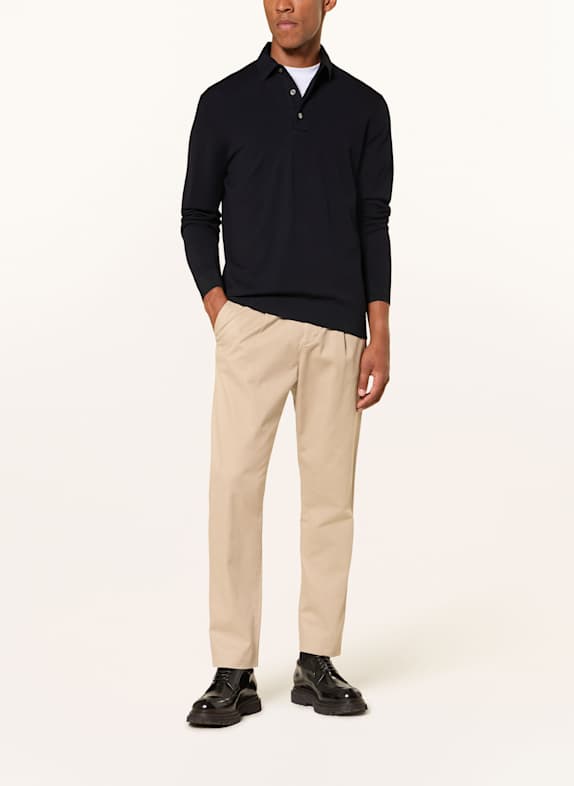 PROFUOMO Gebreid poloshirt DONKERBLAUW