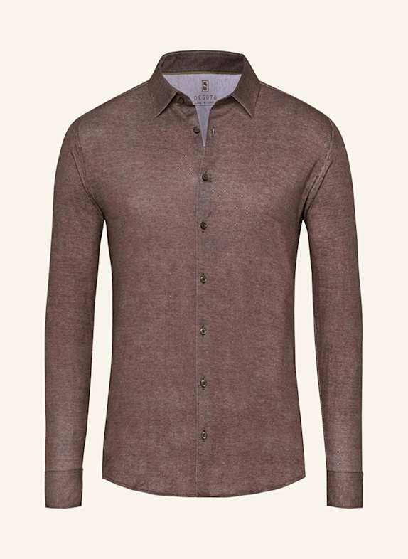 DESOTO Jerseyhemd Slim Fit BRAUN